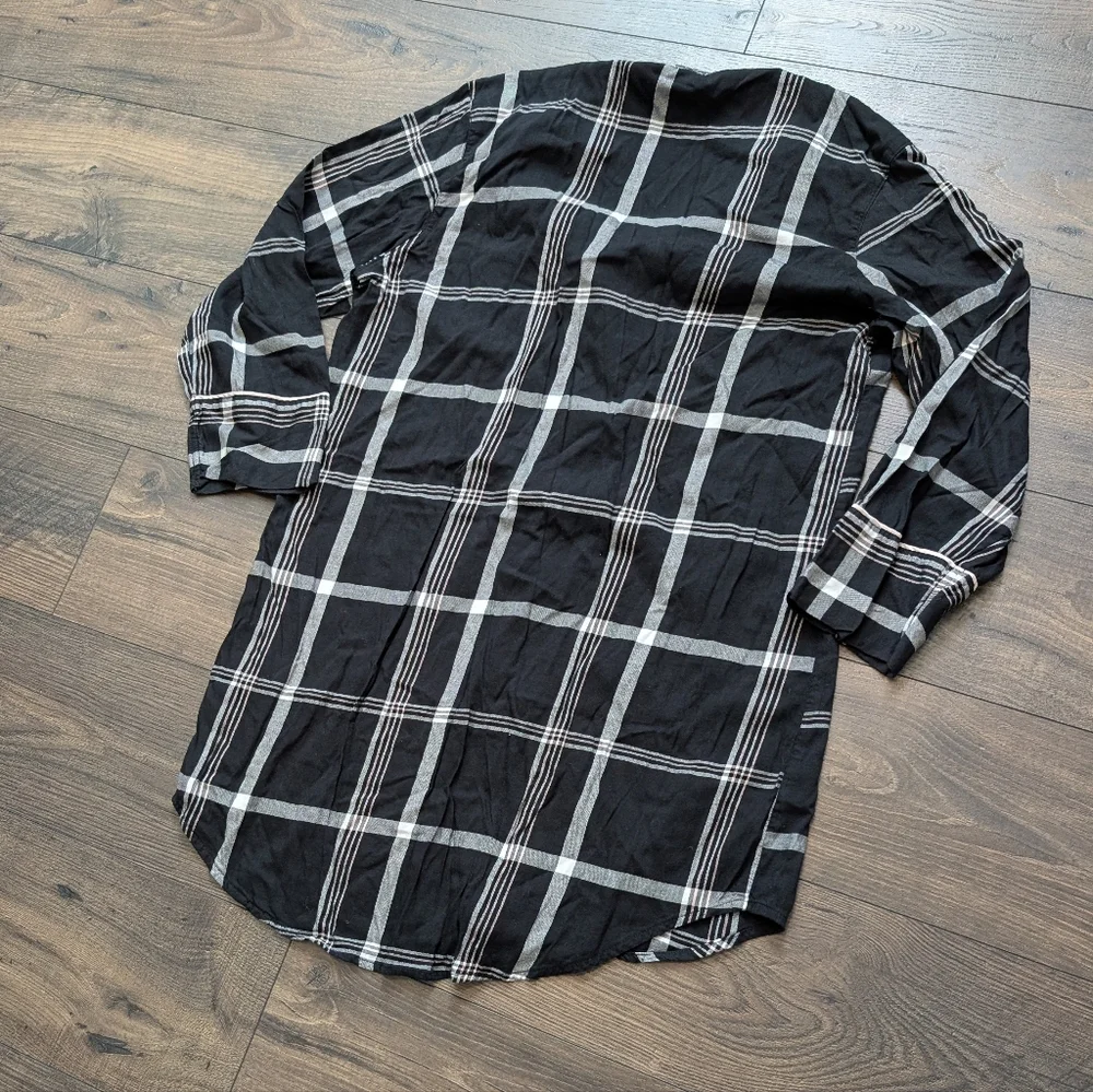 Victoria's Secret Black and White Plaid Shirt Pajama Dress Size Large